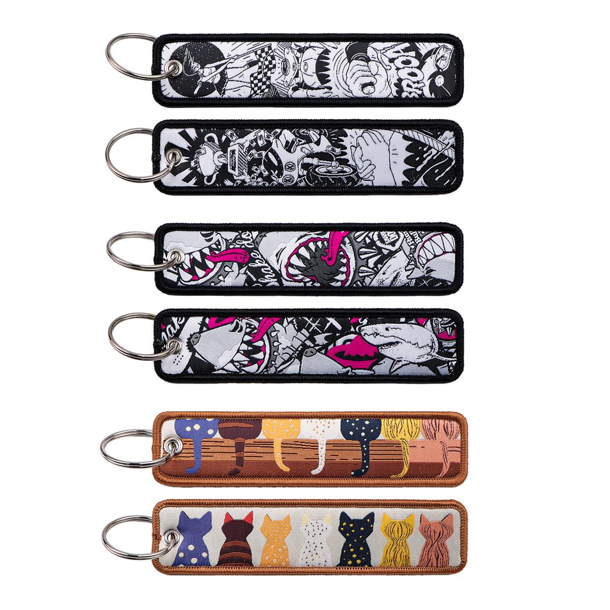 Car Accessories Quotation - 1PC Anime Shark Cat Geborduurde Sleutels