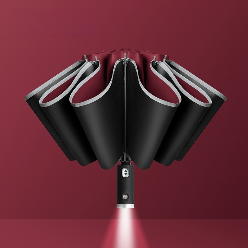 Automatic Car Sunshade - Volautomatische zaklamp Reclameparaplu Zwart plastic zonnescherm
