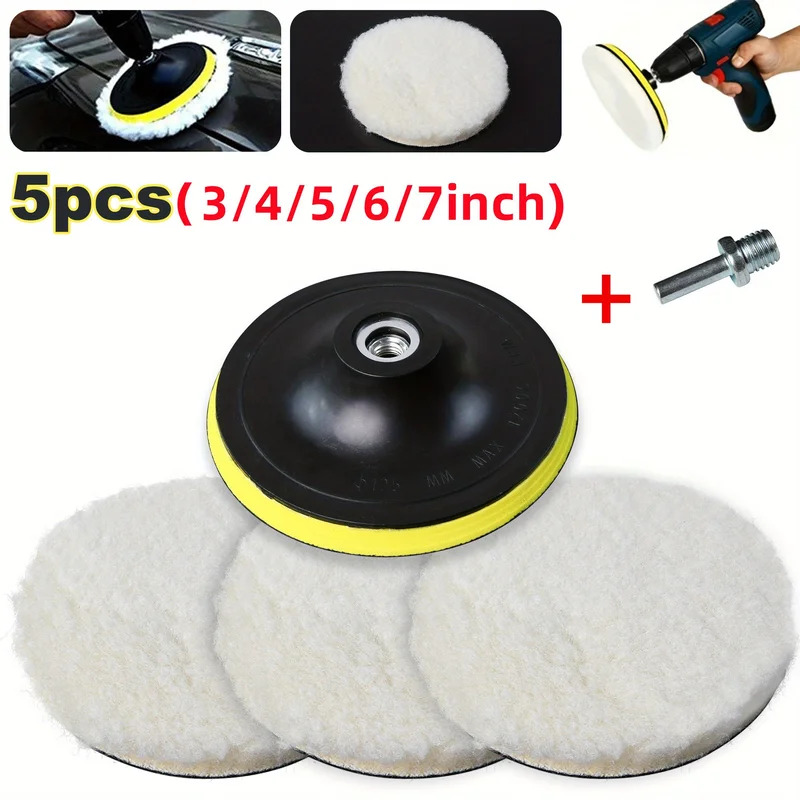 Car Wax Polishing Pad - 5PCS 7/6/5/4/3inch Auto Polijsten Waxen Buffing