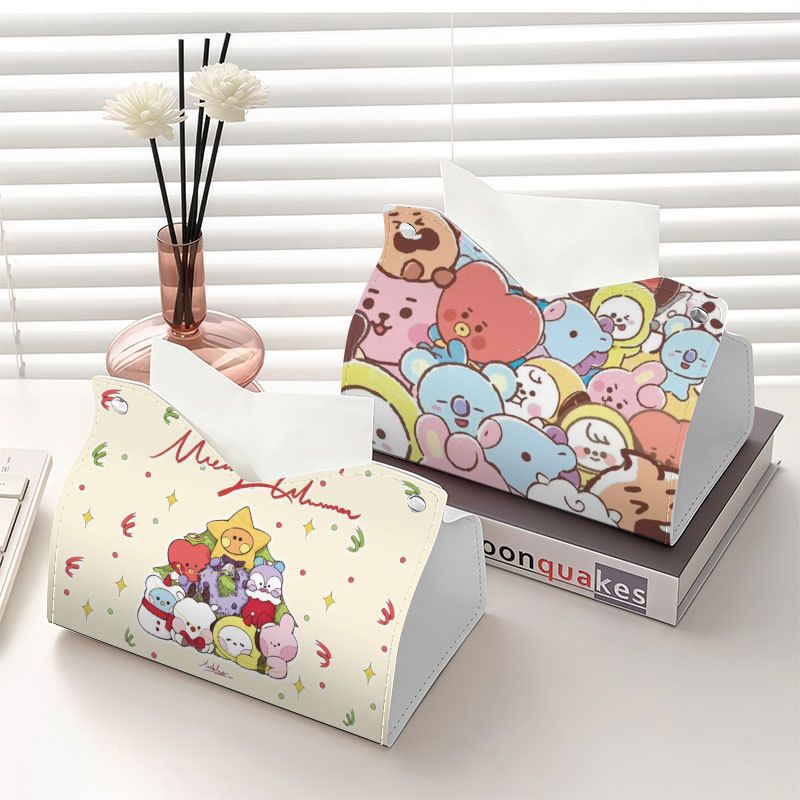 Car Accessories Cute - BT21 idol-gerelateerde papieren handdoekendoos met cartoonauto-arrangement.