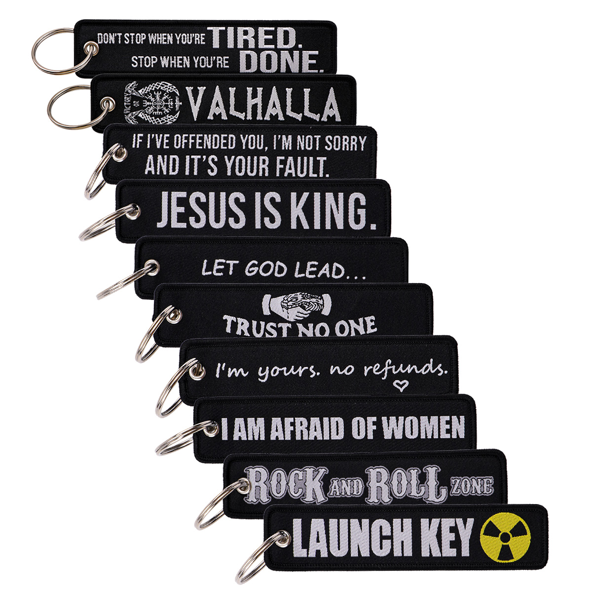 Car Accessories Quotation - Zwart borduurwerk sleutelhanger Rock and roll