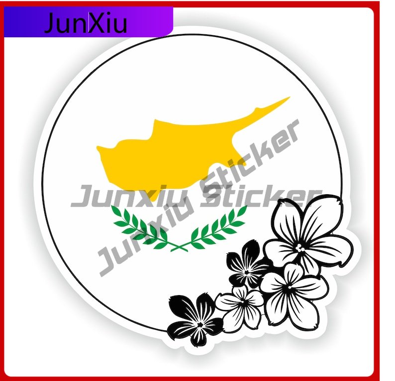 Car Accessories Cyprus - Cyprus ronde vlag bloem sticker stickers