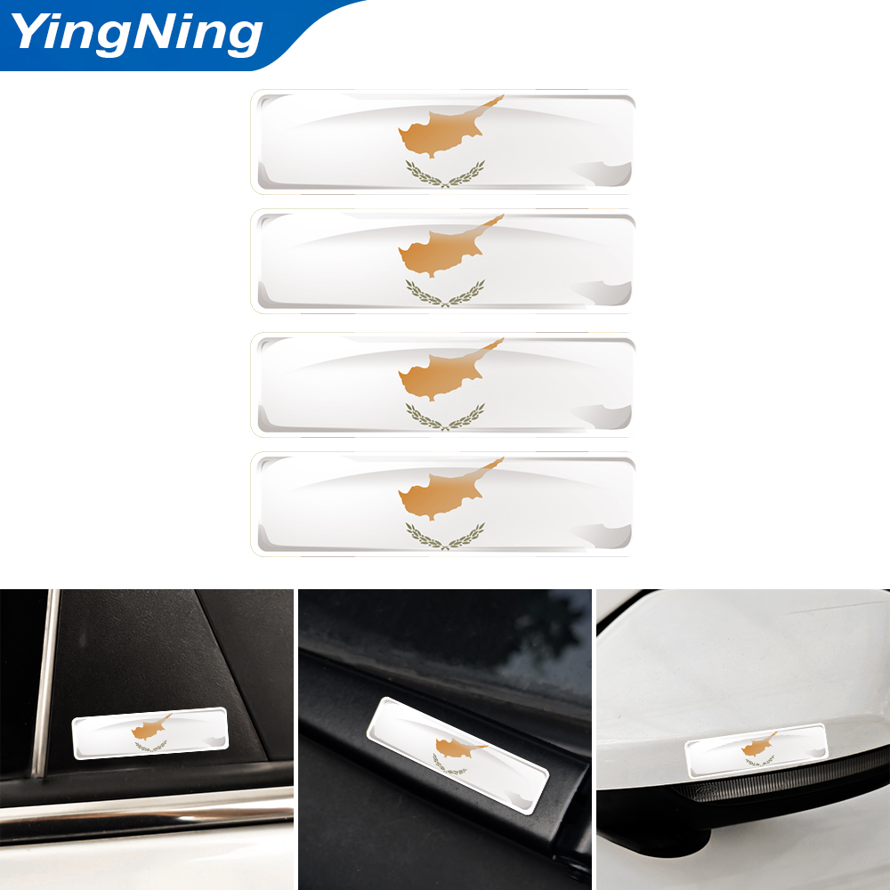 Car Accessories Cyprus - 4PCS Cyprus Vlag Sticker 3D Koepelvormige